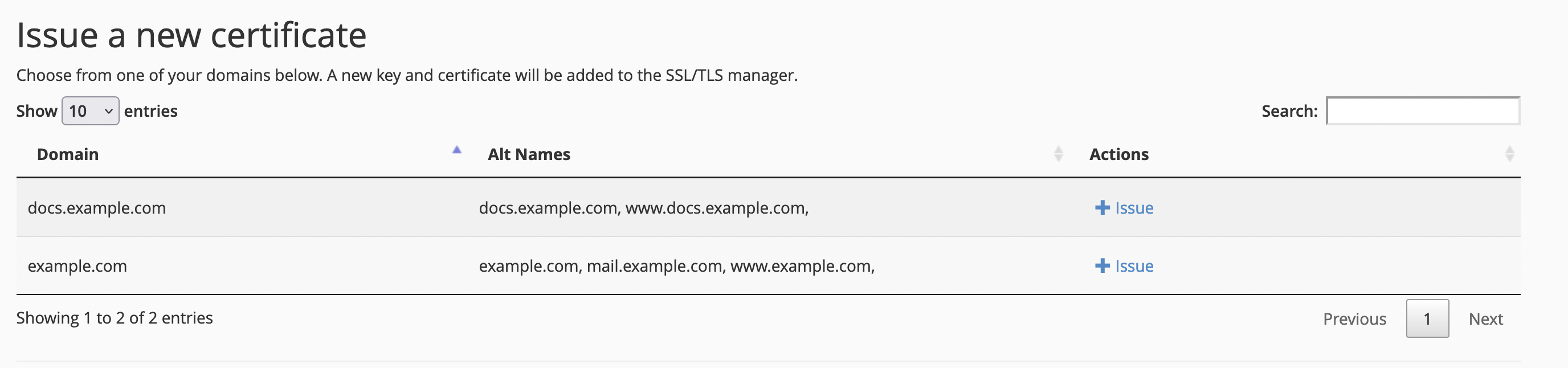 Issue a new certificate list