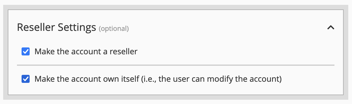 Reseller Settings - Resller